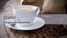  Presentation with cup coffee - PPT theme featuring close-up of a coffee background and a light gray colored foreground