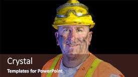  Presentation with utility safety - Presentation design enhanced with close-up-of-a-construction background and a wine colored foreground