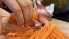  Presentation with carrots - Cool new slide deck with close-up-of-a-cook backdrop and a red colored foreground