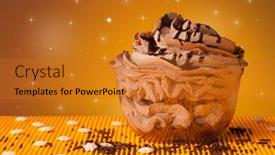  Presentation with baking freshly baked pie fresh - Slide deck having close up of a delicious colorful baked sugar cake with star background background and a gold colored foreground