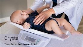  Presentation with baby medical - PPT theme featuring close-up-of-a-doctor background and a light blue colored foreground