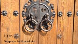  Presentation with korea - Slides with close-up-of-a-door background and a gold colored foreground