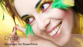  Presentation with creative - Colorful slides enhanced with close up of a face of a girl with creative visage backdrop and a coral colored foreground