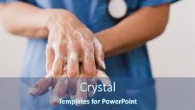  Presentation with female doctor - Audience pleasing PPT theme consisting of close-up-of-a-female backdrop and a ocean colored foreground