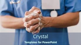  Presentation with soap - PPT theme enhanced with close-up-of-a-female background and a ocean colored foreground