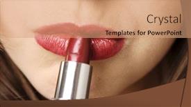  Presentation with lipstick - Audience pleasing presentation consisting of close up of a female applying red lipstick white background close up of a female applying red lipstick white background backdrop and a coral colored foreground