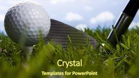  Presentation with golf driving range - PPT theme featuring close up of a golf background and a  colored foreground
