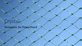  Presentation with soccer net - PPT theme having close up of a green soccer net against a blue sky background and a light blue colored foreground