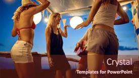  Presentation with camping - PPT theme having close-up-of-a-group background and a tawny brown colored foreground