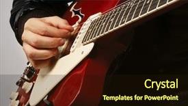  Presentation with festival music band hands playing - Cool new slides with close-up of a guitar backdrop and a  colored foreground