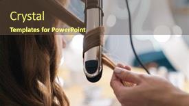  Presentation with curling - Audience pleasing theme consisting of close-up-of-a-hairdresser backdrop and a tawny brown colored foreground