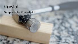  Presentation with up of a blue marble - Colorful presentation enhanced with close up of a hammer backdrop and a light gray colored foreground
