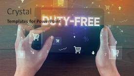  Presentation with duty free shopping - Cool new slide deck with close-up-of-a-hand backdrop and a coral colored foreground