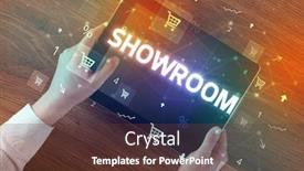  Presentation with online shopping - PPT theme enhanced with close-up-of-a-hand background and a tawny brown colored foreground