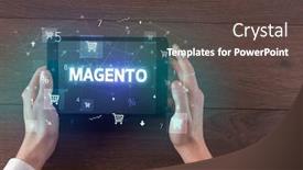  Presentation with online shopping - Beautiful slide set featuring close-up-of-a-hand backdrop and a tawny brown colored foreground