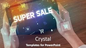  Presentation with online shopping - Presentation design with close-up-of-a-hand background and a tawny brown colored foreground