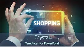  Presentation with duty free shopping - Presentation design featuring close-up-of-a-hand background and a ocean colored foreground