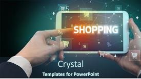  Presentation with duty free shopping - Colorful presentation theme enhanced with close-up-of-a-hand backdrop and a ocean colored foreground