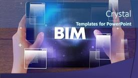  Presentation with bim - PPT theme with close-up-of-a-hand background and a ocean colored foreground