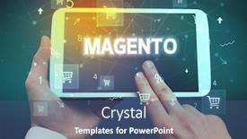  Presentation with online shopping - Beautiful PPT layouts featuring close-up-of-a-hand backdrop and a ocean colored foreground