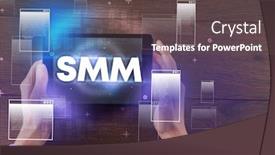  Presentation with tablet - Audience pleasing theme consisting of close-up-of-a-hand backdrop and a dark gray colored foreground