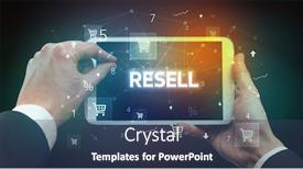  Presentation with online shopping - Theme having close-up-of-a-hand background and a ocean colored foreground