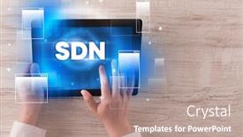  Presentation with tablet - Presentation with close-up-of-a-hand background and a coral colored foreground