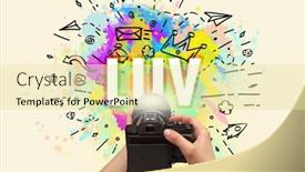  Presentation with digital - Theme featuring close-up-of-a-hand background and a blonde colored foreground