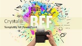  Presentation with digital - PPT theme enhanced with close-up-of-a-hand background and a blonde colored foreground