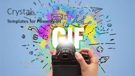  Presentation with gif - Slide set having close-up-of-a-hand background and a light blue colored foreground