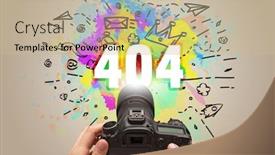  Presentation with camera - Presentation theme having close-up-of-a-hand background and a coral colored foreground