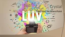  Presentation with digital - Presentation enhanced with close-up-of-a-hand background and a coral colored foreground