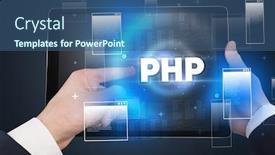  Presentation with tablet - Colorful presentation enhanced with close-up-of-a-hand backdrop and a ocean colored foreground