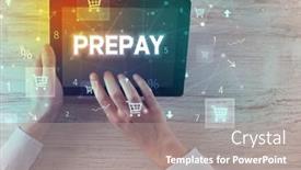  Presentation with online shopping - Colorful slide set enhanced with close-up-of-a-hand backdrop and a gray colored foreground