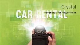  Presentation with car rental - Presentation theme having close-up-of-a-hand background and a mint green colored foreground