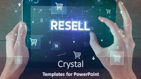  Presentation with online shopping - Slide deck featuring close-up-of-a-hand background and a navy blue colored foreground