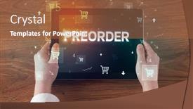  Presentation with online shopping - Theme consisting of close-up-of-a-hand background and a red colored foreground