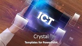  Presentation with tablet - Presentation theme featuring close-up-of-a-hand background and a tawny brown colored foreground