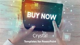  Presentation with online shopping - Presentation design having close-up-of-a-hand background and a gray colored foreground