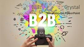  Presentation with digital - Colorful slide deck enhanced with close-up-of-a-hand backdrop and a coral colored foreground