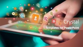  Presentation with social media - Colorful presentation enhanced with close-up-of-a-hand backdrop and a coral colored foreground