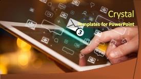  Presentation with social media - Slide deck enhanced with close-up-of-a-hand background and a  colored foreground