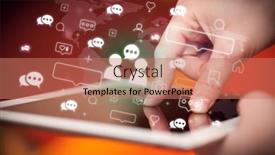  Presentation with social media - Slides featuring close-up-of-a-hand background and a coral colored foreground