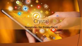  Presentation with social media - Presentation theme enhanced with close-up-of-a-hand background and a gold colored foreground