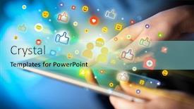  Presentation with social media - PPT layouts featuring close-up-of-a-hand background and a arctic colored foreground