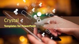  Presentation with social media - Presentation design featuring close-up-of-a-hand background and a tawny brown colored foreground