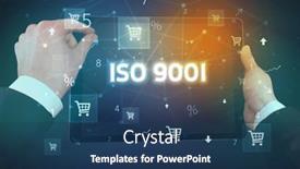  Presentation with shopping - Presentation theme having close-up-of-a-hand background and a ocean colored foreground