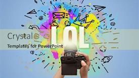  Presentation with digital - Presentation having close-up-of-a-hand background and a yellow colored foreground