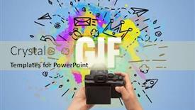  Presentation with close up of digital multimeter - PPT layouts with close-up-of-a-hand background and a blonde colored foreground