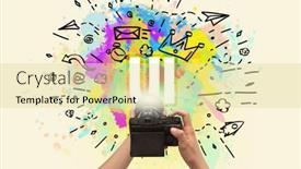  Presentation with digital - Presentation theme consisting of close-up-of-a-hand background and a blonde colored foreground